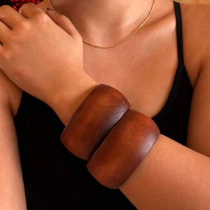 Brazaletes Cuadrados de Madera Natural de Diseño Artesanal por Perfect Enterprises - Product Image 1