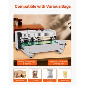 Sigillatrice a Nastro Continuo con Controllo Digitale della Temperatura, Larghezza di Sigillatura 0.24-0.47 Pollici/6-12 mm, Sigillatrice Orizzontale a Nastro per - Product Image 3