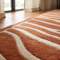 Tapis de luxe en laine terracotta, motif vague abstraite, moderne, tufté à la main, qualité supérieure, pour salon, chambre, bureau, décoration.