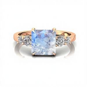 แหวนพลอยทองคำแท้18K ทำด้วยมือสีรุ้งธรรมชาติประดับเพชรแท้สำหรับวันครบรอบปีขายส่ง - Product Image 1