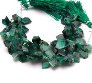 AAA Emerald Faceted Slice Beads Emerald Gemstone Beads For Jewelry Making Fancy Diamond Slice Emerald Beads 8x12-12x16MM Bulk - Product Image 5
