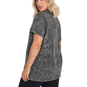 T-shirt femme en tissu léger à coupe décontractée pour un confort quotidien, style délavé à l'acide, vêtement tendance - Product Image 4