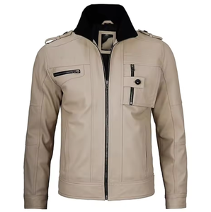 Chaqueta de Cuero Delgada para Hombre con Cuello Alto, Transpirable y Resistente al Viento, con Cierre Frontal de Tela No Tejida, Servicio OEM - Product Image 1