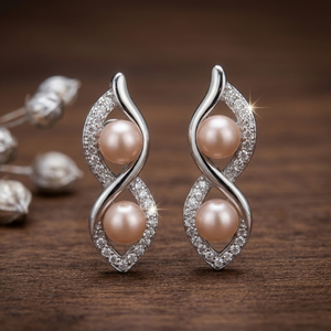 White Pearl Round <b>Earrings</b> 7mm 3 Inch Long CZ 925 Sterling Silver 18K <b>Gold</b> Plated Statement <b>Dangle</b> <b>Earrings</b> - Product Image 3