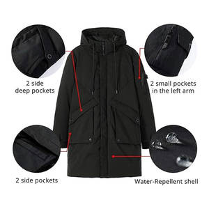 Manteaux d'hiver pour hommes, imperméables, coupe-vent, parkas épais, longs, à capuche, rembourrés, chauds, isolés, pour temps froid - Product Image 3