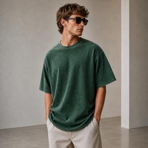 Camiseta de hombre al por mayor personalizada de alta calidad, 100% algodón, de corte holgado, ligera, con bordado personalizado - Product Image 2
