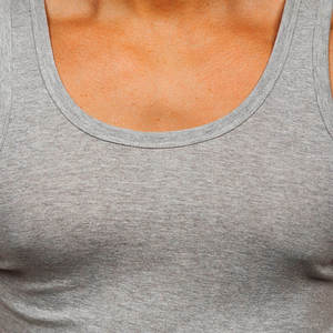 เสื้อกล้ามออกกำลังกายผู้ชายสีเทา คอโอ ผ้าฝ้าย 100% แห้งเร็ว ระบายอากาศได้ดี น้ำหนักเบา - Product Image 5