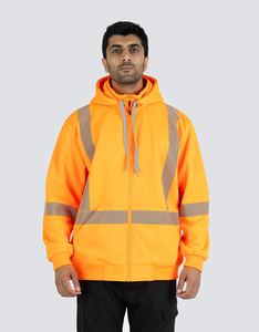 Sudadera de Seguridad Reflectante de Alta Visibilidad con Cremallera Completa, Ropa de Trabajo Impermeable de Poliéster para Construcción y Obras Viales - Product Image 1