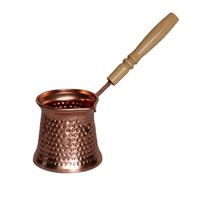 Cafetera Turca Cezve de Cobre Martillado Hecha a Mano con Mango Largo y Decorado para Preparar Café en Casa