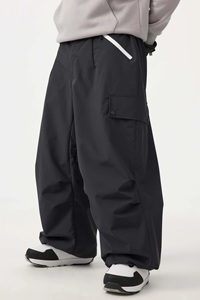 Unisex Loose Fit Snowboard <b>Trousers</b> Zipper Plus Size Wind Resistant <b>Waterproof</b> Ski Pants for Mountain Sports Winter Recreation - Product Image 2