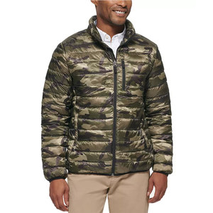 <b>Camo</b> Print Design <b>Men's</b> Winter Padded Bubble <b>Jacket</b> Stand Collar Zipper Closure Windproof Camouflage Down Bubble <b>Jacket</b> - Product Image 4