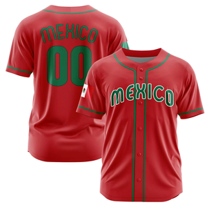 Sports V Neck Baseball Wear Baseball Jerseys Shirt Mexico Jersey Custom Team Name Logo Number Sublimation Printing - Product Image 5