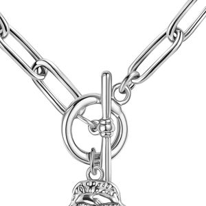 Silver Shield Pendant Toggle <b>Necklace</b> with Green Enamel Detail Link Chain Decorative Crest Charm Women Fashion Jewelry <b>Statement</b> - Product Image 4