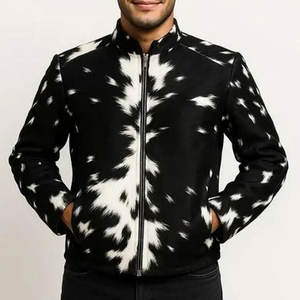 แจ็คเก็ตหนังคลาสสิกสำหรับผู้ชาย แจ็คเก็ตบอมเบอร์หนังวัวแท้ มีกระเป๋า เสื้อคลุมทนทาน สไตล์สตรีท แจ็คเก็ตฤดูหนาว - Product Image 1