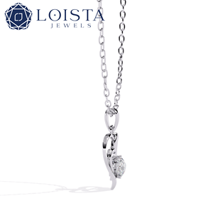 Collar con Colgante de Diamante en Forma de Corazón Plateado para Mujer, Estilo Romántico para Uso Diario, Diamante Natural Color G - Product Image 2