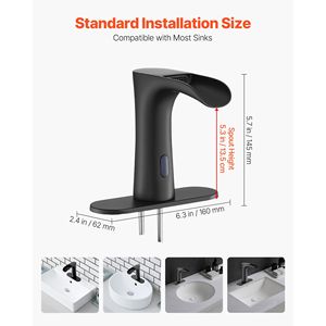 Rubinetto Moderno Elettronico Senza Contatto per Lavabo Bagno, Miscelatore Automatico con Sensore di Movimento a Cascata per WC, Copertura Foro Inclusa - Product Image 3