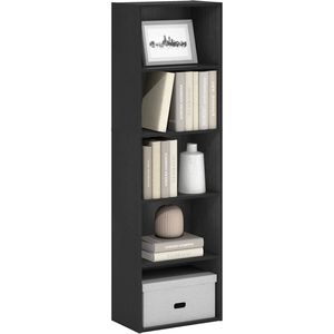 Étagère à 5 cubes en bois avec étagère ouverte 9,4x15,8x52 pouces en MDF Blackwood pour salon, chambre à coucher, bureau à domicile - Product Image 1