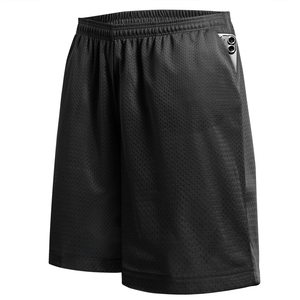 Fabricación profesional de pantalones cortos de malla para hombre con logotipo personalizado, cintura con cordón ajustable, color sólido. - Product Image 4