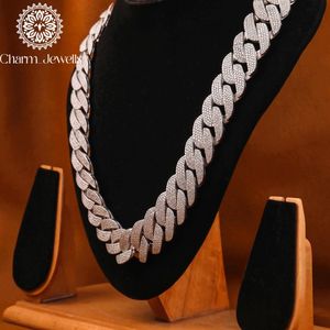 สร้อยคอผู้ชาย Charm_Jewells ประดับโมอิสซาไนต์ เงินแท้ 925 ชุบโรเดียม ดีไซน์แบบโซ่เชื่อม สไตล์ฮิปฮอป ฝังเพชรเม็ดเล็กทรงกลมเจียระไนแบบบริลเลียนท์ - Product Image 2