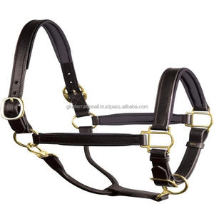 Design classique fait à la main confortable doux rembourré double cousu licou de cheval en cuir avec matériel en laiton réglable solide - Product Image 4