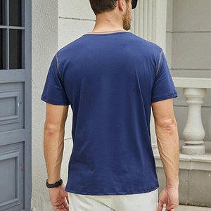 Nueva Camiseta Casual para Hombre con Logotipo Personalizado, Camiseta Clásica de Cuello en V de Algodón de Manga Corta, Camiseta Básica de Verano de Color Sólido, Camiseta Ligera - Product Image 4