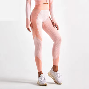 Leggings de sport décontractés personnalisés de haute qualité pour femmes, taille mi-haute, pour le jogging et le yoga, avec logo, en Spandex/Polyester tricoté, flexibles - Product Image 4