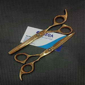 Ensemble professionnel de 2 ciseaux de coiffure en acier inoxydable doré, 6 pouces, pour couper et effiler les cheveux, pour usage en salon - Product Image 4