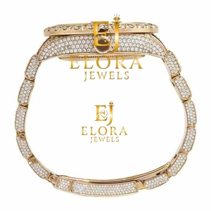 Reloj de Cuarzo Plateado para Hombre de Primera Calidad con Bisel Cubierto de Cristal y Brazalete de Eslabones Anchos, Elegante Reloj de Pulsera de Estilo Lujoso - Product Image 5