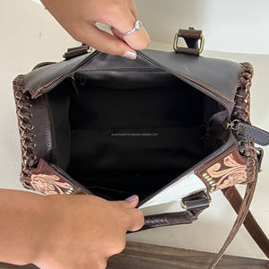 Latest Designer Genuine Tooled Cowhide Leather Western Medium Size Speedy Bag Floral Handcrafted Lady Shoulder Speedy Handbags - Product Image 6
