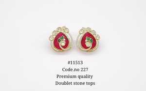 Boucles d'oreilles clous plaquées or double pierre 11513, aspect perle, forme goutte d'eau, bijoux pour mariage et fête - Product Image 6