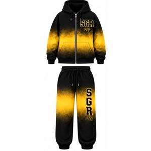 Conjunto Deportivo Oversize Tie Dye para Mujer de Sigma Gamma Rho, Color Negro y Dorado, Sudadera con Letras Griegas Personalizadas, Pantalones Deportivos, Ropa Casual de Sororidad - Product Image 1