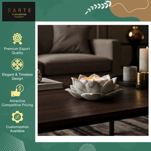 New Elegant Design Natural Stone Handmade Eco-Friendly Modern Decorative Marble Lotus Candle Holder Tealight Stand Christmas - Product Image 2