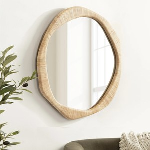 Bohemian Rattan Wall <b>Mirror</b> <b>Irregular</b> Shape Framed Decorative <b>Mirror</b> for Home Interior Living Room made in Vietnam - Product Image 2