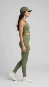 Conjunto de Yoga sin Costuras para Mujer, Color Verde Oliva, Top de Cuello Cuadrado, Leggings de Cintura Alta, Traje Deportivo - Product Image 4