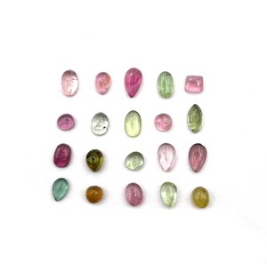 Tourmaline naturelle multicolore, cabochon, formes variées, pierres précieuses en vrac, 3-5 mm, certifiées IGI, pour la fabrication de bijoux - Product Image 1