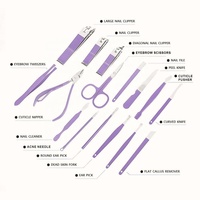 Ensemble professionnel d'instruments de beauté en acier inoxydable 16 pièces, outils de manucure et de pédicure, y compris des instruments de beauté avec étui