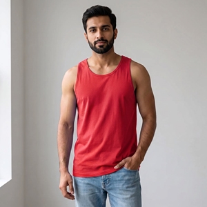 Nouveau design – Débardeur homme coupe classique sans manches, léger, respirant, écologique, séchage rapide, couleur unie, polyester/coton, haute qualité - Product Image 4