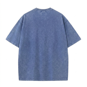 Men's Casual <b>Acid</b> Wash Vintage T-Shirts High Street Cotton <b>Drop</b> Shoulder with Custom O-neck Print Short Sleeves - Product Image 2