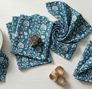 Serviette de table de luxe en tissu, imprimée à la main au bloc, réutilisable, classique, carrée, pour décoration de mariage et de maison, vente en gros - Product Image 3
