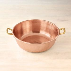 Hammered Pure <b>Copper</b> Serving Bowl Uruli Handmade Decorative Kitchenware with Ring Handles for Dining Home and Hospitality - Product Image 2