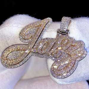 จี้เพชรโมอิสซาไนต์ VVS แบบสั่งทำพิเศษสองชั้น จี้เพชรโมอิสซาไนต์ VVS สองสี จี้ฮิปฮอป จี้เงินแท้ 925 พร้อมอักษรย่อ - Product Image 4