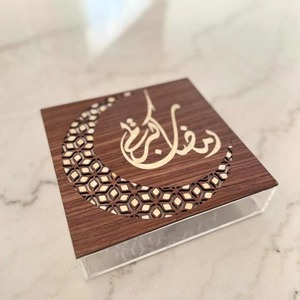 กล่องใส่ผลไม้อบแห้งอะคริลิกใสหรูหรา พร้อมฝาไม้ฝังมุกประดับมือ - Product Image 3