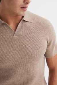 Pull en cachemire tendance personnalisé, chemise à col polo en cachemire uni, pull en tricot sport surdimensionné pour homme - Product Image 4