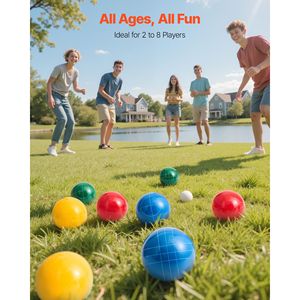 Set di Bocce con 8 Palline in Resina, Pallino 90 mm, Rosso/Verde/Blu/Giallo, 4 Colori, 2 Borse per il Trasporto, Corda di Misurazione, Giochi da Spiaggia - Product Image 6