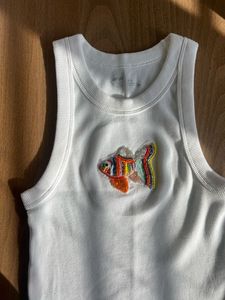 Elegante Top de Tirantes con Bordado de Diseño y Cuentas para Mujer, con Adornos Hechos a Mano Únicos y Diseño Moderno - Product Image 4