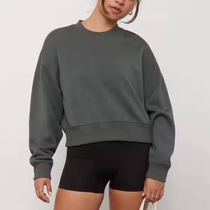 Sudadera Oversize de Cuello Redondo, Largo Corto, Manga Regular, Color Liso, Unisex, Tejido French Terry, para Otoño - Product Image 4