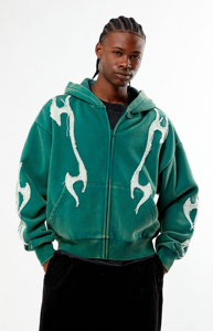 Men's Oversized <b>Zip</b> <b>Hoodie</b> Custom Printed Embroidered Eco-Friendly Sun Faded <b>Pocket</b> Sweatshirt Cotton Woven Casual Christmas - Product Image 2