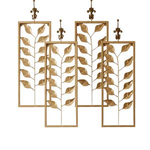 Juego de 2 Paneles Decorativos de Pared con Hojas Metálicas, Modernos, Dorados, de Hierro, para Colgar en la Sala de Estar, Dormitorio, Pasillo, Oficina y Decoración del Hogar - Product Image 1