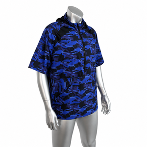 Veste de course à capuche à manches courtes camouflage bleue pour femmes / Veste de sport à capuche style printemps avec logo personnalisé - Product Image 2