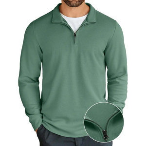 Polo pour homme, nouveau sweat-shirt à manches longues, vêtement d'extérieur décontracté et professionnel, coupe ample, fermeture à quart de zip - Product Image 3